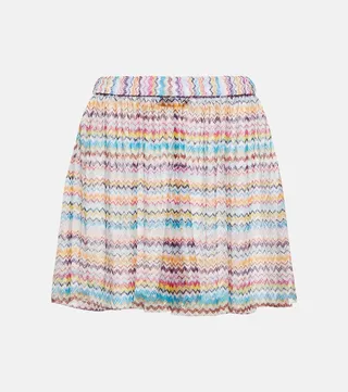 Zig-zag high-rise wide-leg shorts