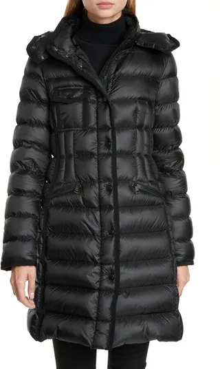 Hermine Grosgrain Trim Quilted Down Puffer Coat