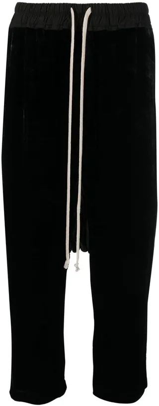 Drop-Crotch Velvet Cropped Trousers