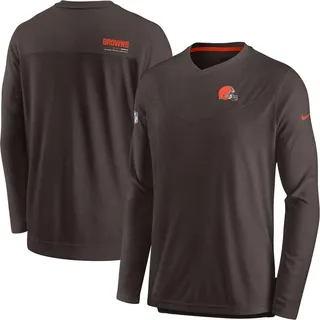 Men's Nike Brown Cleveland Browns 2022 Sideline Coach Chevron Lock Up Performance Long Sleeve V-Neck T-shirt