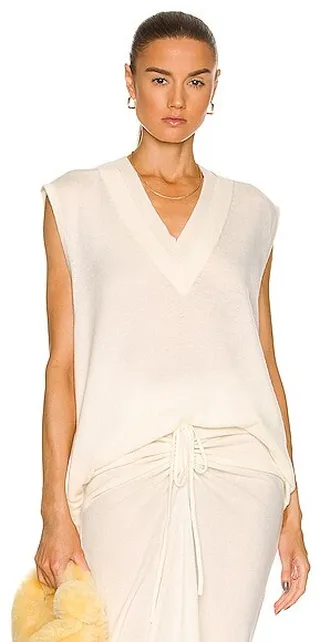 Christopher Esber Double Neckline Vest Top in Cream