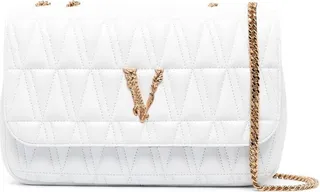 White Virtus Quilted Leather Shoulder Bag