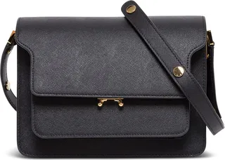 Marni Woman's Black Leather Trunk Crossbody Bag