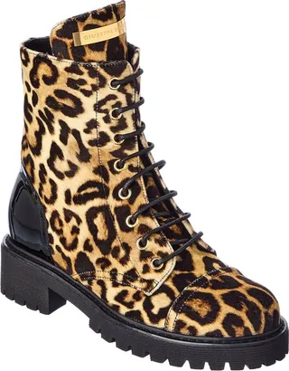 Giuseppe Zanotti Velvet & Patent Combat Boot