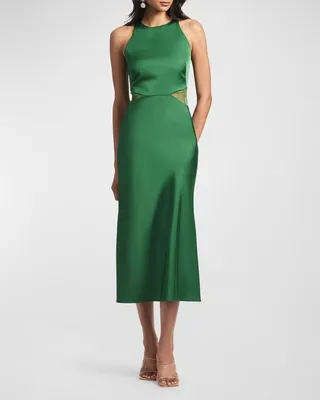 Drew Sleeveless Lace-Inset Midi Dress