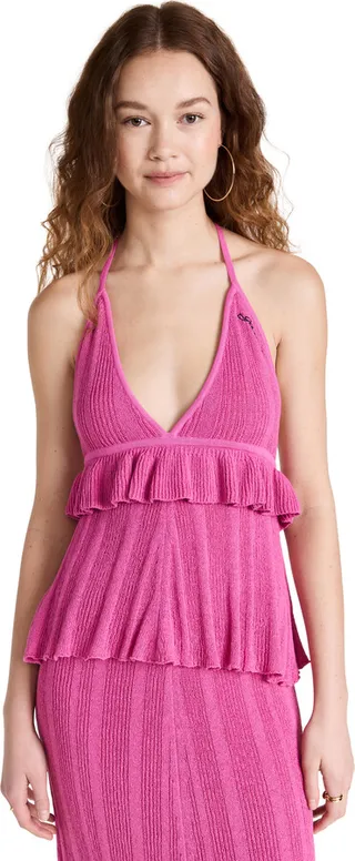 GANNI Mini Boucle Knit Halter Top