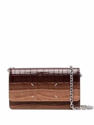 Crocodile-Effect Crossbody Bag