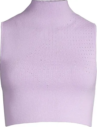 Laser-Dot Mock Turtleneck Crop Top