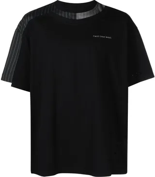 logo-embroidered patchwork T-shirt