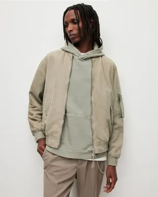 Envi Oversized Suede Bomber Jacket - Vintage Green
