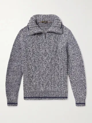 Cable-Knit Cashmere Half-Zip Sweater