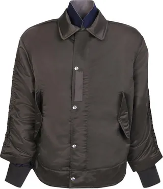 Collared Button-up Bomber Jacket