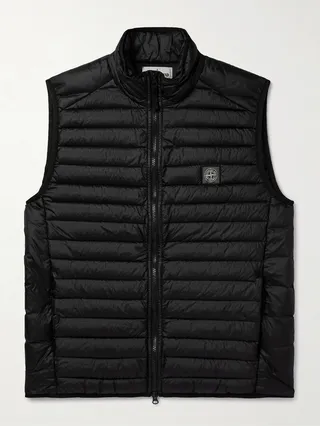 Logo-Appliquéd Garment-Dyed Quilted Shell Down Gilet
