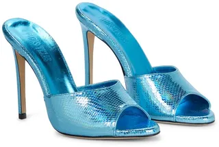 Holographic leather sandals