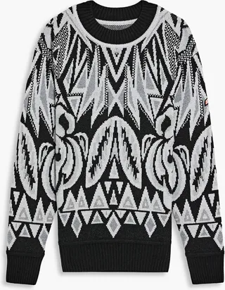 Jacquard-knit wool sweater
