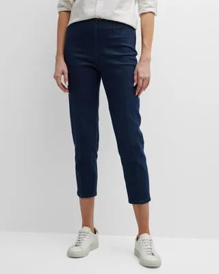 Audrey Denim Tapered-Leg Crop Iconic Trousers