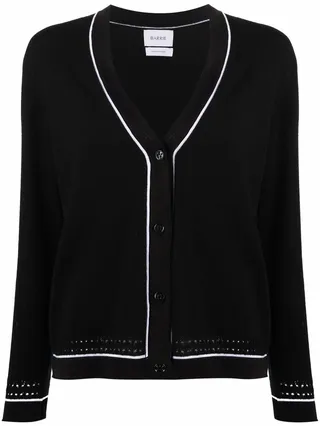 contrast-trimmed V-neck cardigan