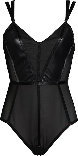 Something Wicked - Mia Leather & Mesh Bodysuit With Open Back