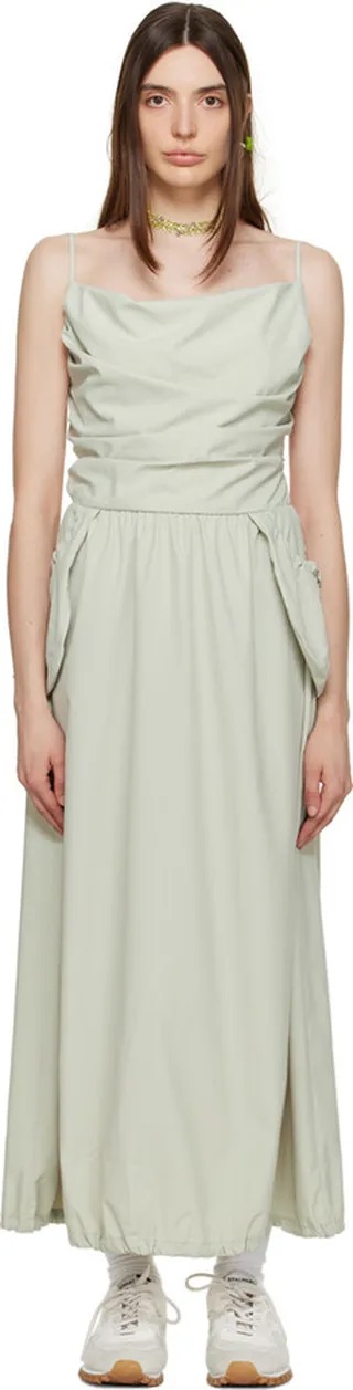 TheOpen Product Green Gathered Midi Dress