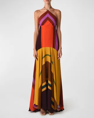 Lottise Striped Halter Maxi Dress