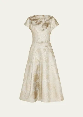 Bateau-Neck Jacquard Cocktail Dress
