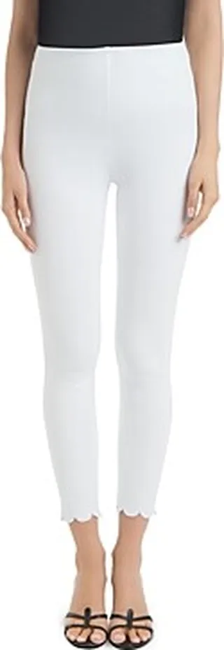 Lysse Denim Scalloped Ankle Leggings in White