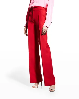 Wide-Leg Crepe Couture Pants