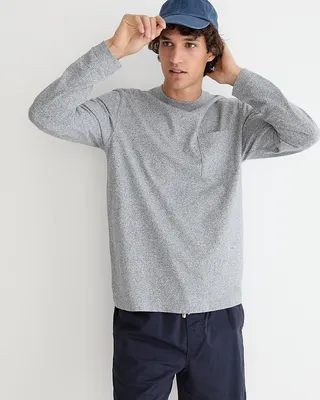 Relaxed long-sleeve premium-weight marled cotton T-shirt