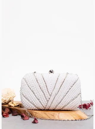 Textured Magnet Lock Clutch Bag