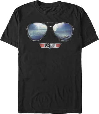 Men's Top Gun Aviator Sunglasses Reflection Logo T-Shirt - Black - Large