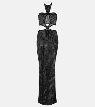 Cutout cotton-blend maxi dress