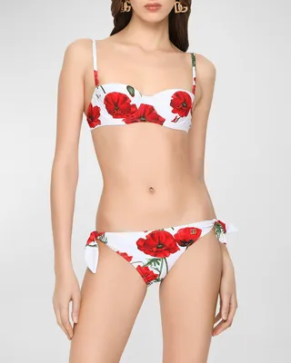 Poppies Printed Two-Piece Bikini Set
