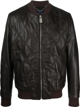 Diamond leather bomber jacket