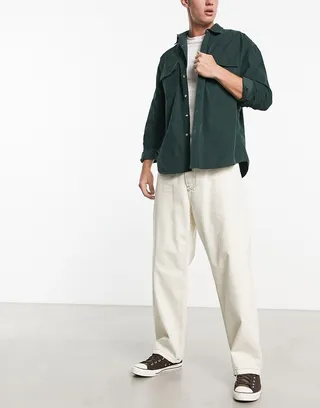 Bershka baggy fit jeans in ecru