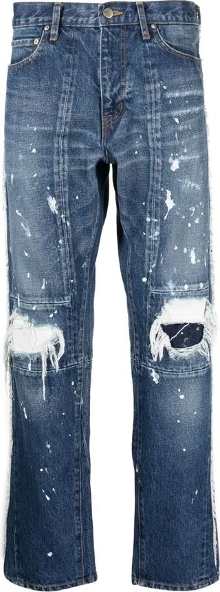 Paint-Splatter Distressed Jeans