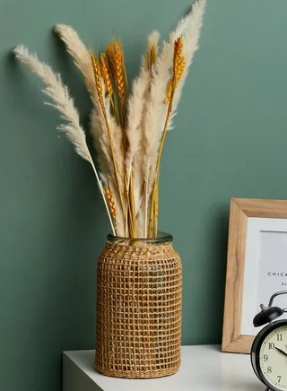 Rattan Glass Vase