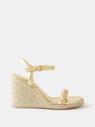 Cruz 85 Braided-strap Leather Espadrille Wedges