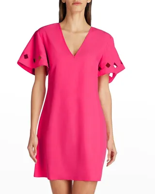 Santorini Butterfly-Sleeve Mini Dress