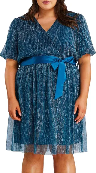 Avalone Tie Waist Faux Wrap Dress