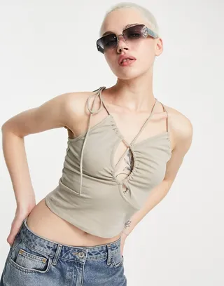 Weekday 90's strappy cami top in mole