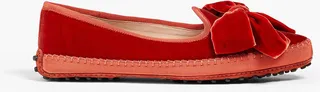 Bow-embellished velvet loafers