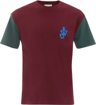 Anchor-patch contrast-sleeves T-shirt