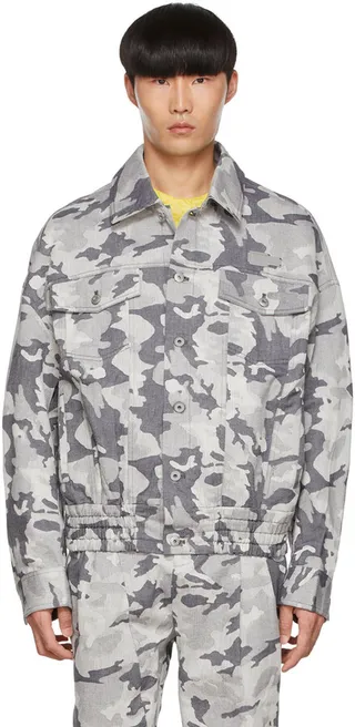 Feng Chen Wang Grey Graphic Denim Jacket