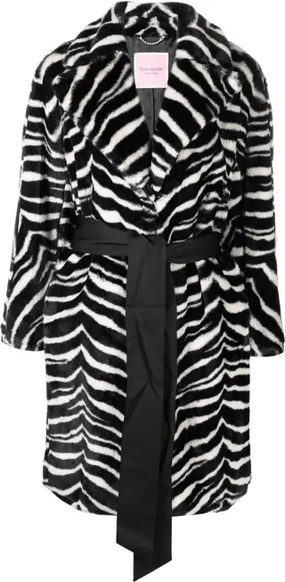 Zebra-Print Faux-Fur Coat