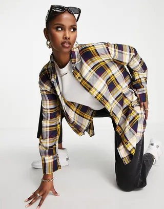 I Saw It First oversized shirt in black and yellow check