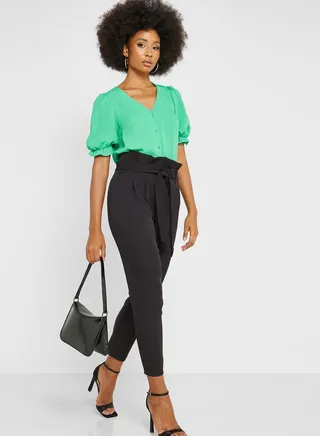 High Waist Tie Detail Pants