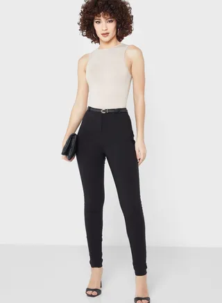 High Waist Belted Pants