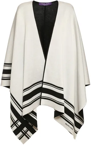 Striped double face wool silk knit cape