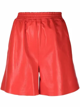 Elasticated Leather Shorts