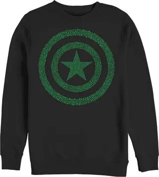 Men's Marvel St. Patrick's Day Captain America Clover Shield Sweatshirt - Black - Large